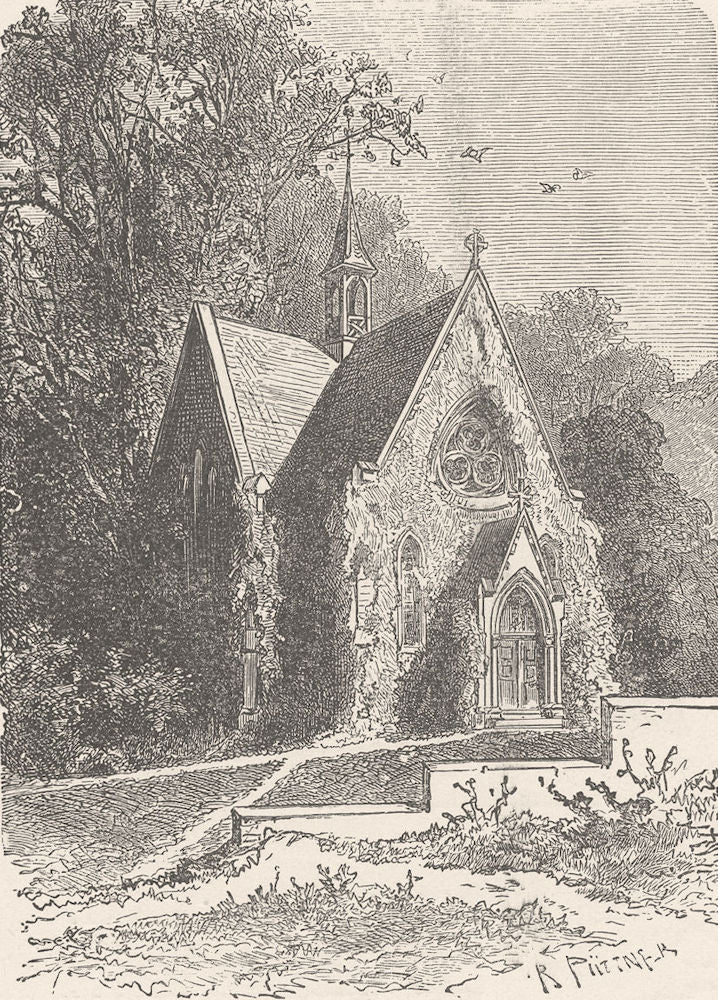 GERMANY. The English Church, Ems 1903 old antique vintage print picture